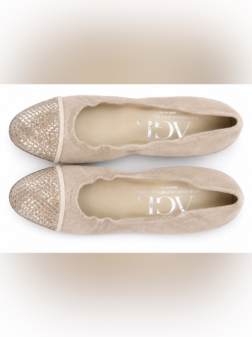 Light Beige Suede Square-Toe Low Heel Pumps - Beige. Leather upper.